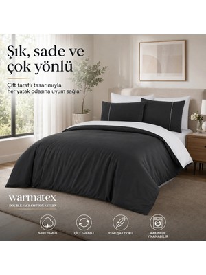 %100 Pamuk Saten Double Face Çift Kişilik Nevresim Takımı