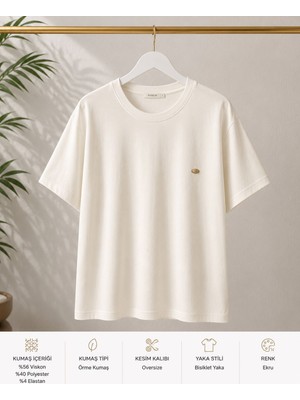 Parkur Aksesuarlı Oversize Oysho T-Shirt – Ekru
