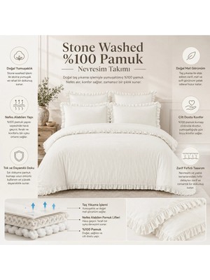 %100 Pamuk Stone Washed Çift Kişilik Nevresim Takımı