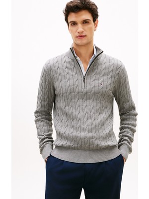 Tommy Hilfiger Classıc Cotton Cable Zıp Mock