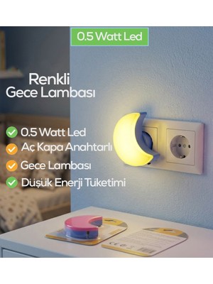 Bnl Ticaret Bebek Uyku Işığı Çocuk Odası Karanlık Korkusu İçin Loş LED Ay Lambası Göz Yakmayan Gece Lambası