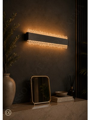 Mosso Ritim Siyah/krom Metal Gövdeli Modern Aplik (Üç Kademeli LED Işık)