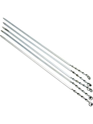Cansa Dar Yassı Mangal Şişi - Burgulu Tasarım - 60 cm - Tavuk ve Kanat Için
