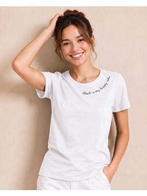 SSO Black Is My Happy Color Baskılı Süprem Kumaş Kısa Kol T-Shirt