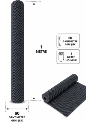 Nurteks Kaydırmaz Dolap Içi Örtü 60X100 cm Raf Çekmece Koruyucu Kaymaz Mat Siyah