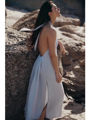 The White Company Halter Yaka Keten Plaj Kadın Maxi Elbise
