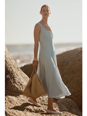 The White Company Derin Yuvarlak Yaka Kadın Midi Elbise