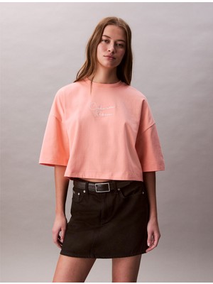 Calvin Klein Cropped Boxy Chaın Stıtch Logo T
