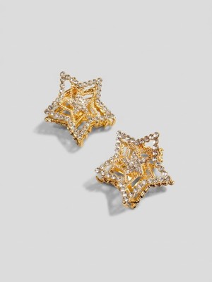 Gistoria Gold Kristal Taşlı Yıldız 2'li Mini Mandal Toka Seti