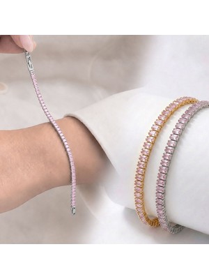 Beycen Aksesuar 4mm Pembe Zirkon Taşlı Ayarlanabilir Su Yolu Kadın Bileklik 3902KBV4D6