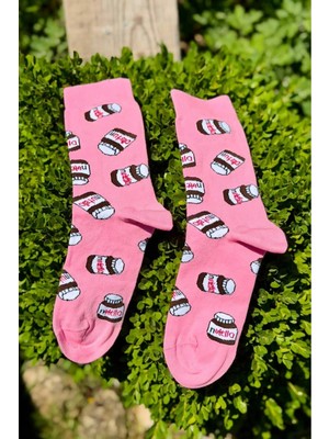 Lou Socks Unisex Pembe Nutella Tasarım Soket Çorap
