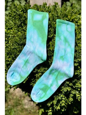 Lou Socks Unisex Turkuaz Batik Desenli Soket Spor Çorap