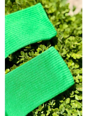 Lou Socks Unisex Yeşil Düz Renk Tenis Spor Çorabı