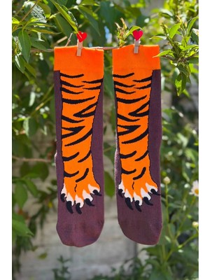 Lou Socks Unisex Kaplan Pençe Desenli Soket Çorap