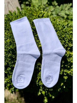 Lou Socks Unisex Beyaz Düz Renk Tenis Spor Çorabı