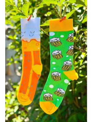 Lou Socks Unisex Sağlı Sollu Suds Beer Desenli Soket Çorap