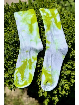 Lou Socks Unisex Yeşil Batik Desenli Soket Spor Çorap