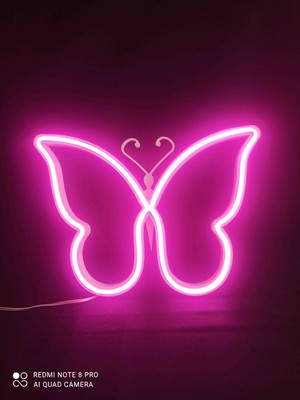 Neon Star 3d Kelebek Şeklinde Neon LED Lamba – Duvar Dekoru – 25X19CM – Gece Lambası 3D Baskı