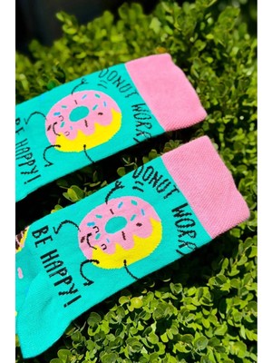 Lou Socks Unisex Donut Worry Be Happy Desenli Soket Çorap