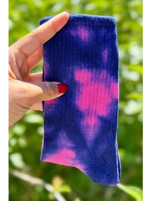 Lou Socks Unisex Mor Batik Desenli Soket Spor Çorap