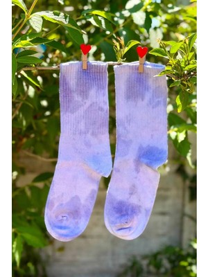 Lou Socks Unisex Lila Batik Desenli Soket Çorap