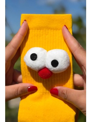 Lou Socks Unisex Sarı Pörtlek Gözlü Eğlenceli Soket Çorap