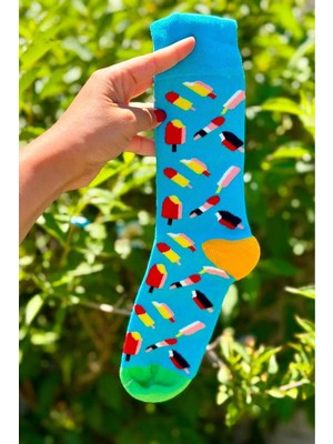 Lou Socks Unisex Dondurma Desenli Renkli Soket Çorap