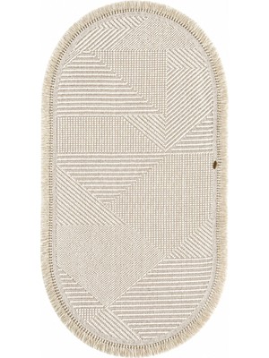 Halı Sepeti Vega 1454 Krem Oval Modern Hav Toz Tutmayan Koridor Salon Yatak Odası Oturma Odası Banyo Halısı