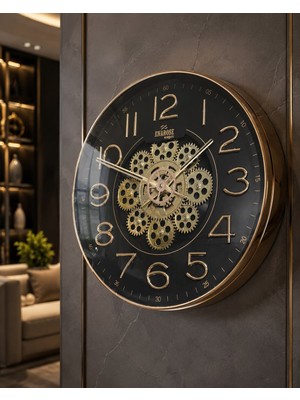 Exonix Hareketli Çarklı Dekoratif Duvar Saati – Modern Analog Tasarım