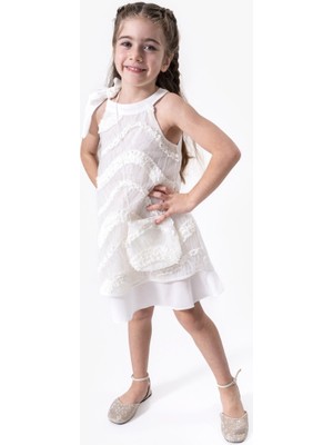 Minivo Kids Canwin Beyaz Çantalı Kız Çocuk Abiye