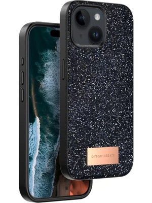 Durukar®   iPhone 15 Bright Simli Kapak - Siyah