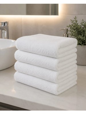 Antik Otel %100 Pamuklu Banyo Havlusu 90 x 140 Beyaz (4 Adet)