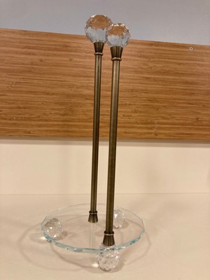 Plus Home Kağıt Havluluk Kristal ve Pirinç Renk Eskitme Yükseklik 32 cm Çap 15 cm