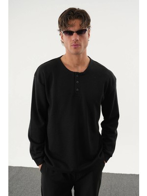 Redline Taren Oversize Erkek Kışlık Düğmeli Sweatshirt
