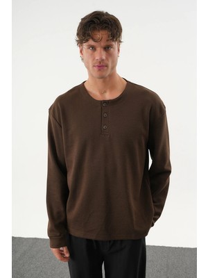 Redline Taren Oversize Erkek Kışlık Düğmeli Sweatshirt