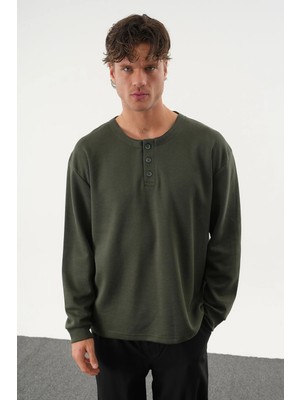 Redline Taren Oversize Erkek Kışlık Düğmeli Sweatshirt