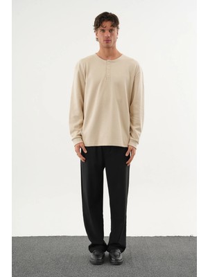 Redline Taren Oversize Erkek Kışlık Düğmeli Sweatshirt