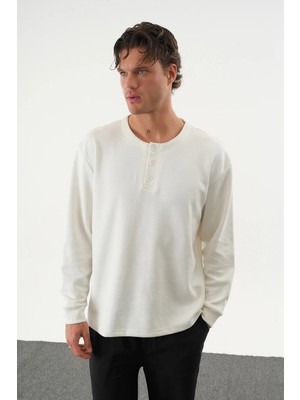 Redline Taren Oversize Erkek Kışlık Düğmeli Sweatshirt