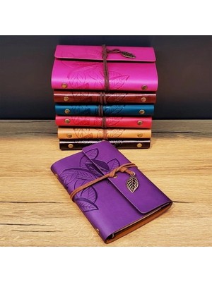 Yaprak Desenli Deri Defter