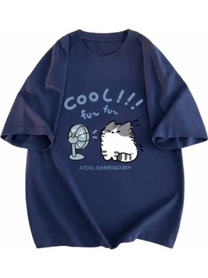 Nigrum Pardus Nıgrum Pardus Cool Fun Fun Baskılı Yuvarlak Yaka %100 Pamuk Büyük Beden Relax Kadın T-Shırt