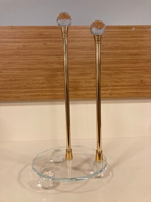 Plus Home Kağıt Havluluk Kristal ve Pirinç Renk Altın Yükseklik 32 cm Çap 15 cm