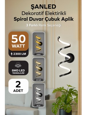ŞANLED Dekoratif 20W Iç Mekan Siyah Kasa 3 Renkli Işık Elektrikli 80 cm Duvar Aplik