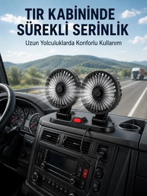 Elivora Çift Başlıklı Araç Içi USB Vantilatör Soğutucu Fan