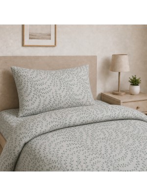 Freyja Home %100 Pamuk Tek Kişilik Lastikli Çarşaflı Nevresim Takımı | Sarmaşık Yeşil