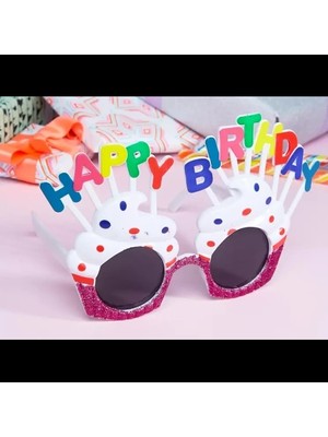 Happy Birthday Beyaz Fuşya Parti Gözlüğü