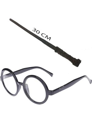 Harry Potter Asası ve Siyah Çerçeveli Gözlük Seti
