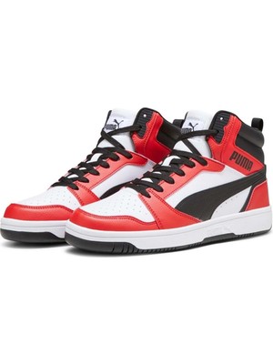 Puma Rebound V6 392326-04 Boğazlı Unisex Spor Ayakkabı Beyaz-Kırmızı