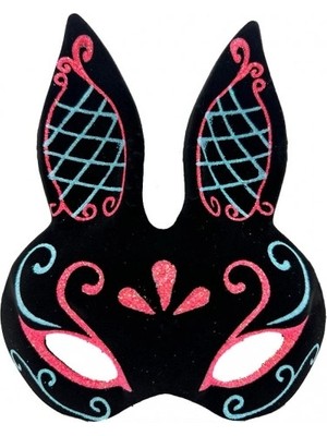Siyah Mavi Kırmızı Tavşan Maskesi