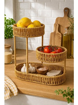 Nomikase Lüks Hasır Görünümlü 3 Katlı Rattan Düzenleyici ile Alanınızı Optimize Edin
