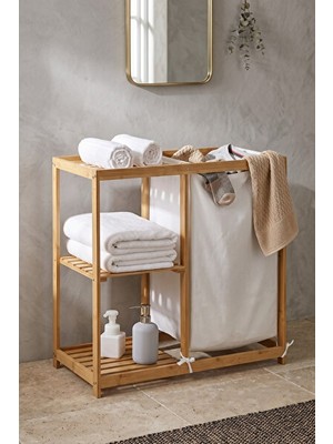 Nomikase Bambu Üzeri Peluş Kaplı Banyo Organizeri - Şık ve Kullanışlı
